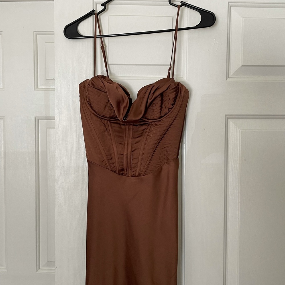 House of CB Charmaine Brown Corset Maxi Dress
